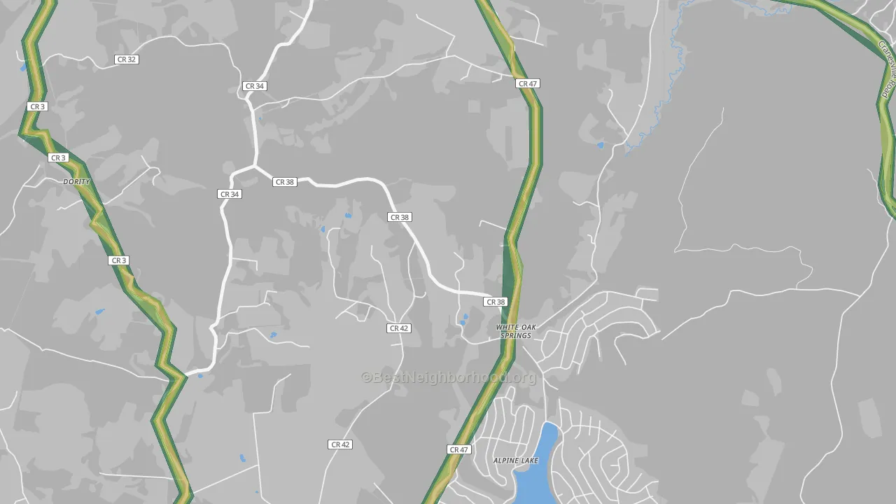 White Oak Springs, WV Map of Noise Levels in White Oak Springs