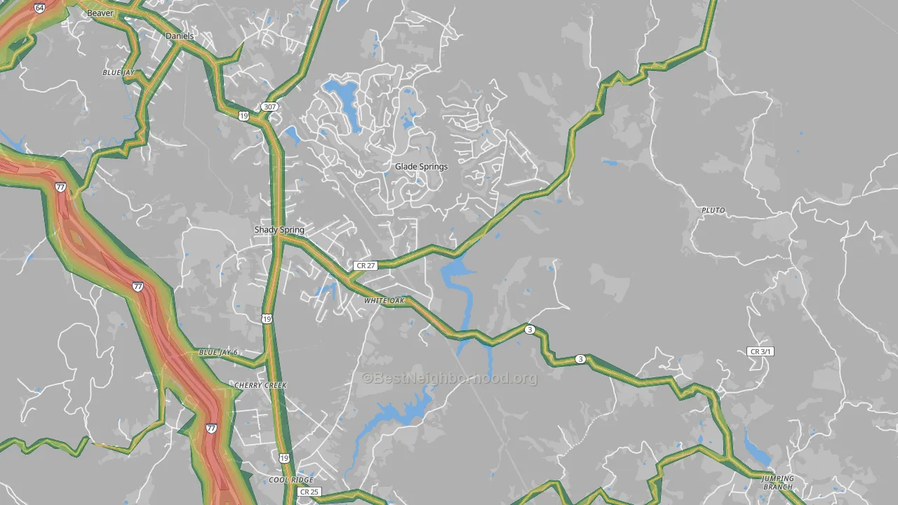 White Oak, WV Map of Noise Levels in White Oak