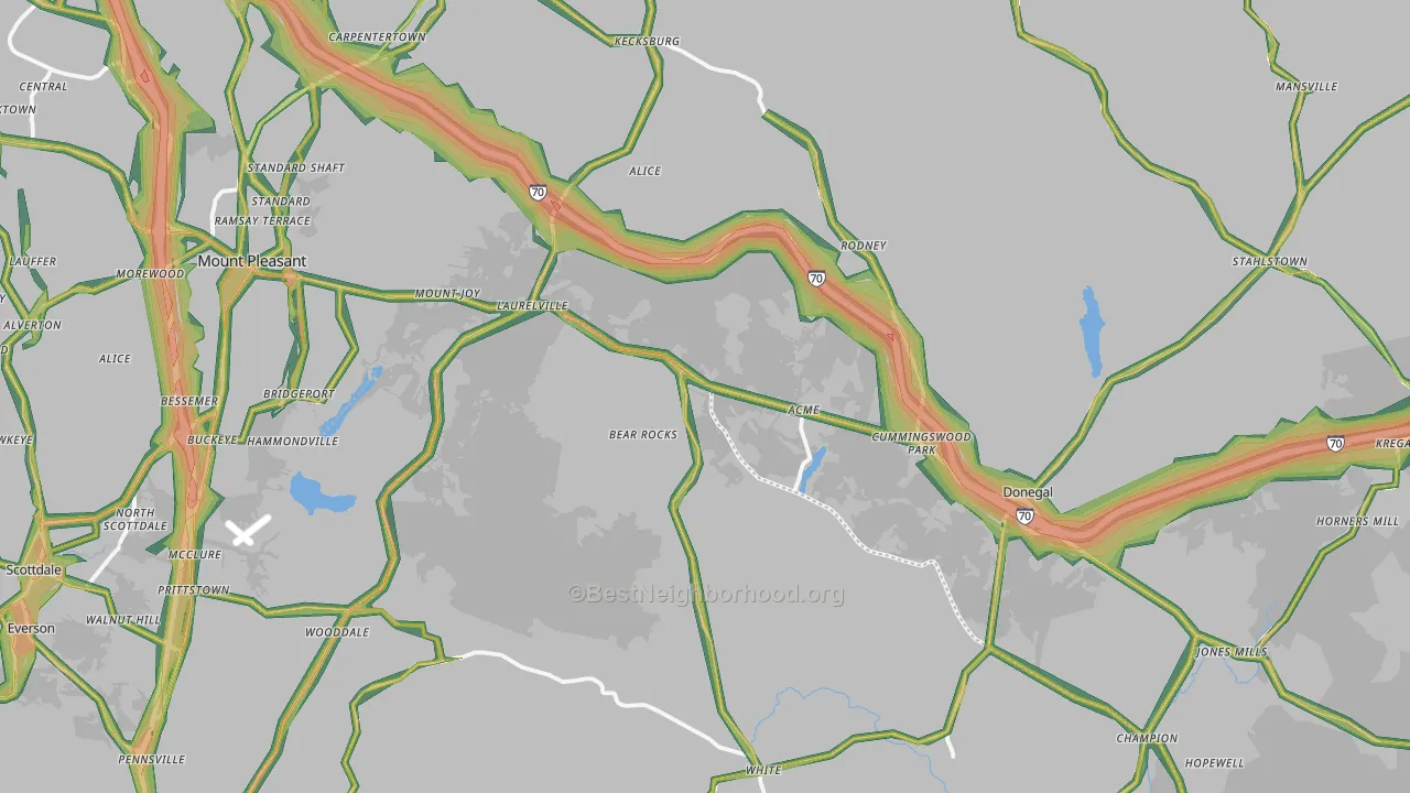 White, PA Map of Noise Levels in White