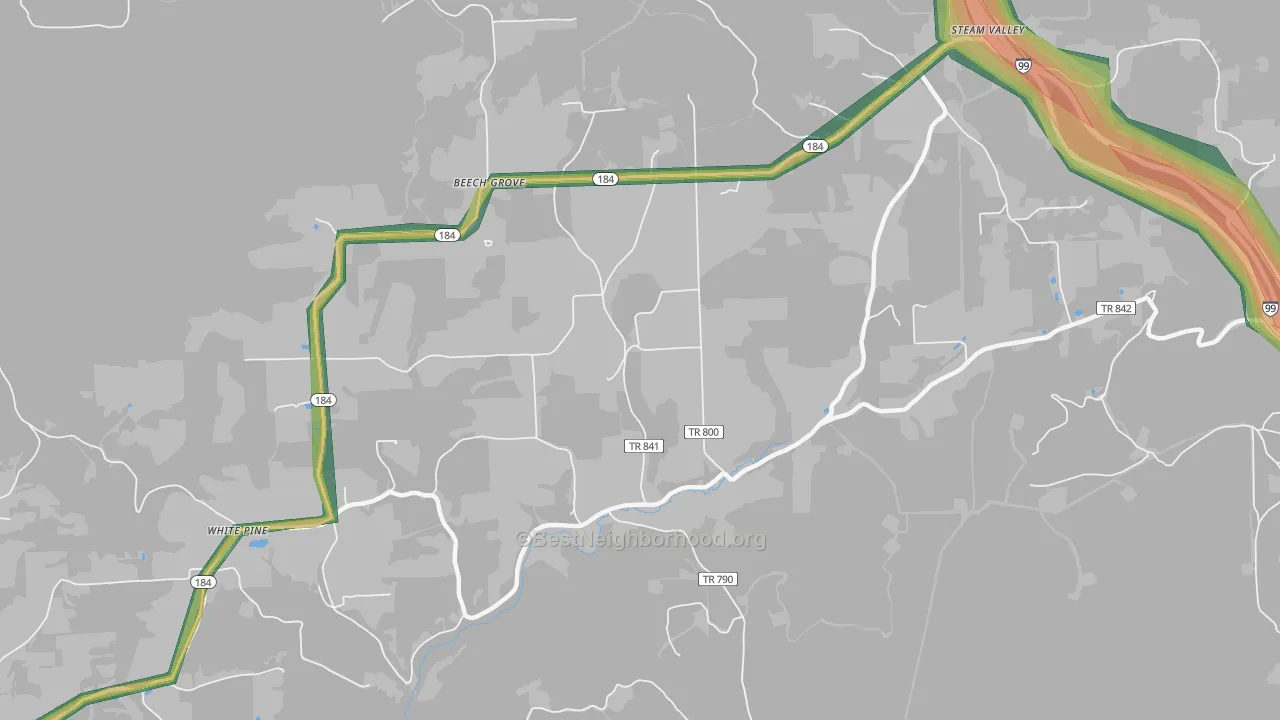 White Pine, PA Map of Noise Levels in White Pine