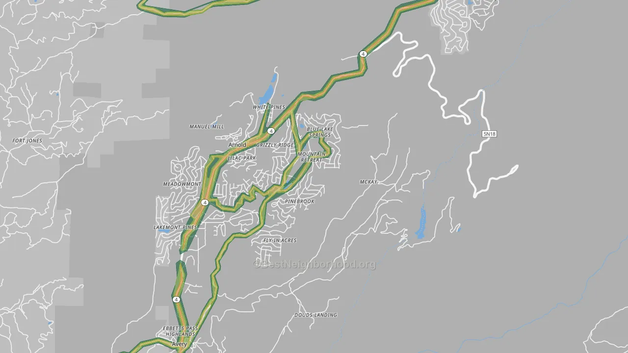 White Pines, CA Map of Noise Levels in White Pines