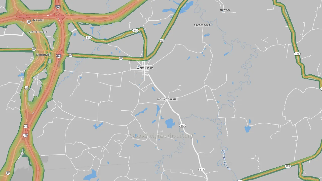 White Plains, KY Map of Noise Levels in White Plains