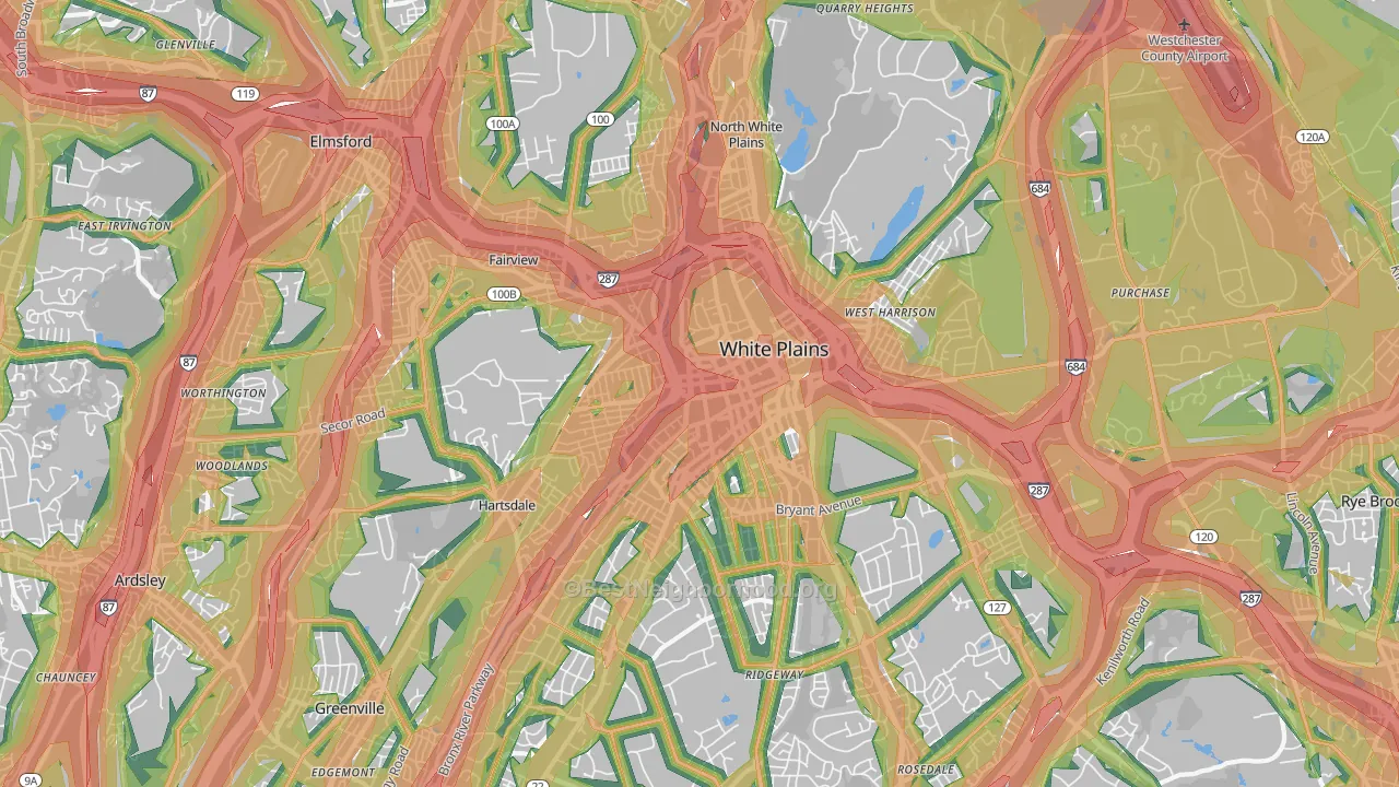 White Plains, NY Map of Noise Levels in White Plains