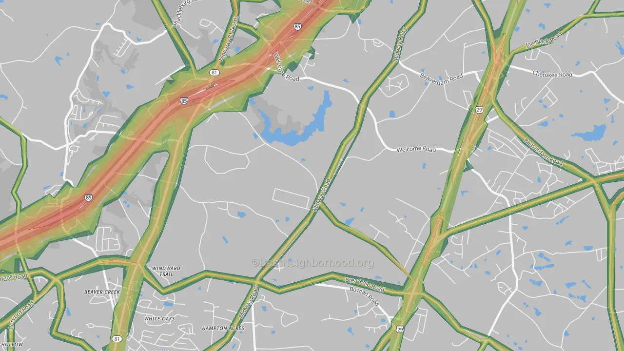 White Plains, SC Map of Noise Levels in White Plains