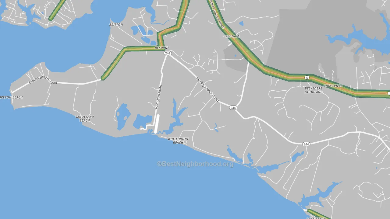 White Point Beach, MD Map of Noise Levels in White Point Beach