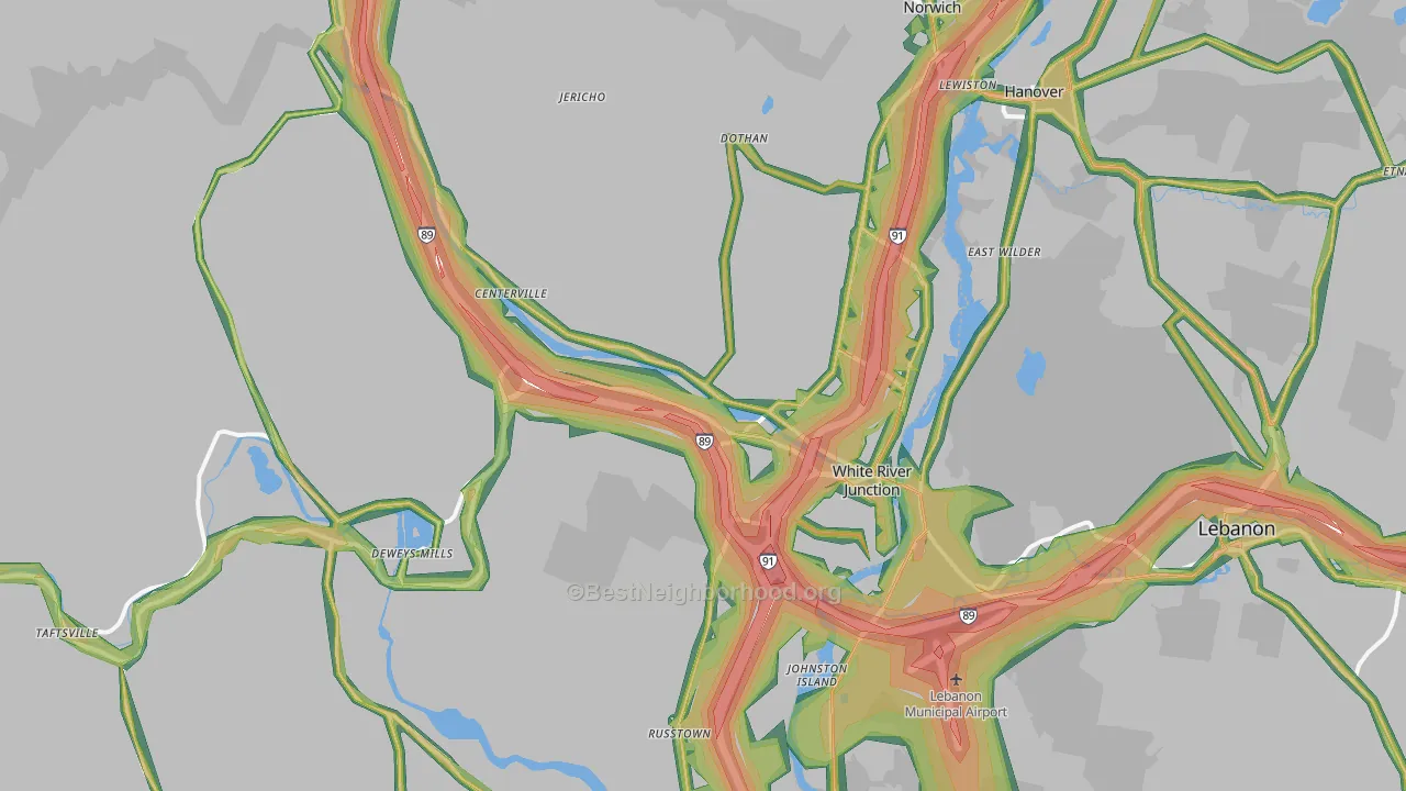 White River Junction, VT Map of Noise Levels in White River Junction