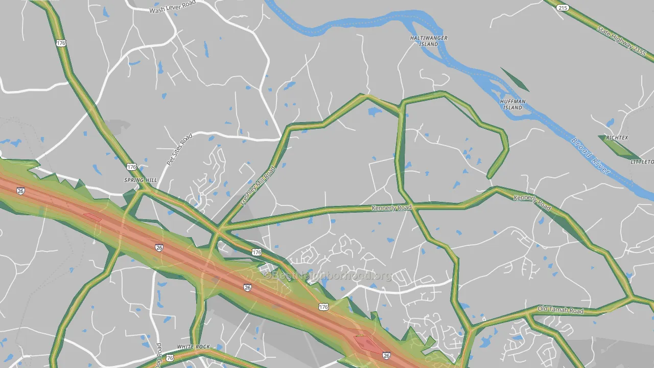 White Rock, SC Map of Noise Levels in White Rock