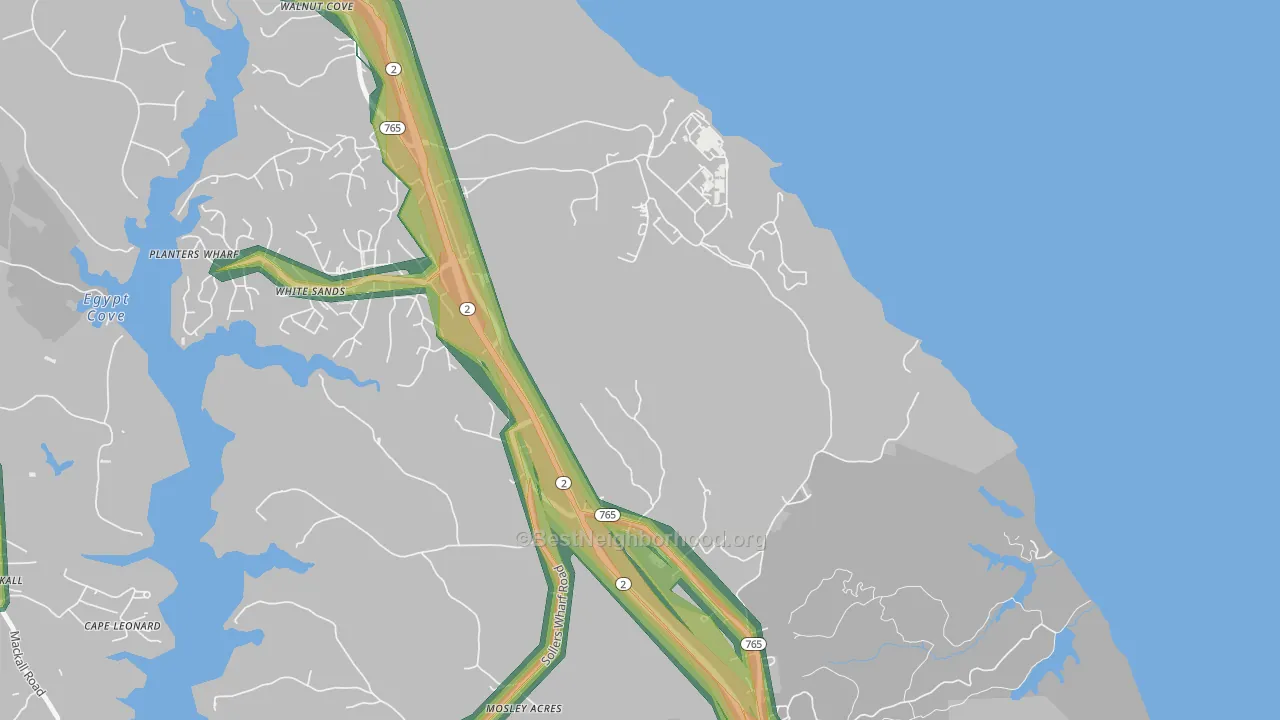White Sands, MD Map of Noise Levels in White Sands