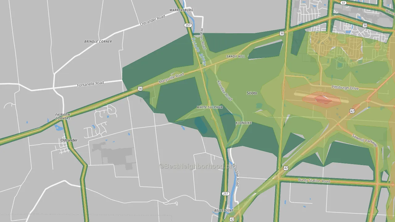 White Sulphur, OH Map of Noise Levels in White Sulphur