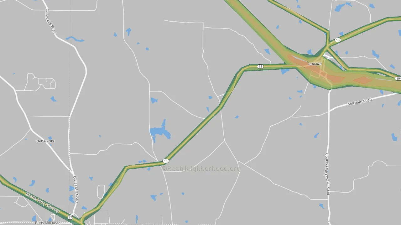 White Sulphur Springs, GA Map of Noise Levels in White Sulphur Springs