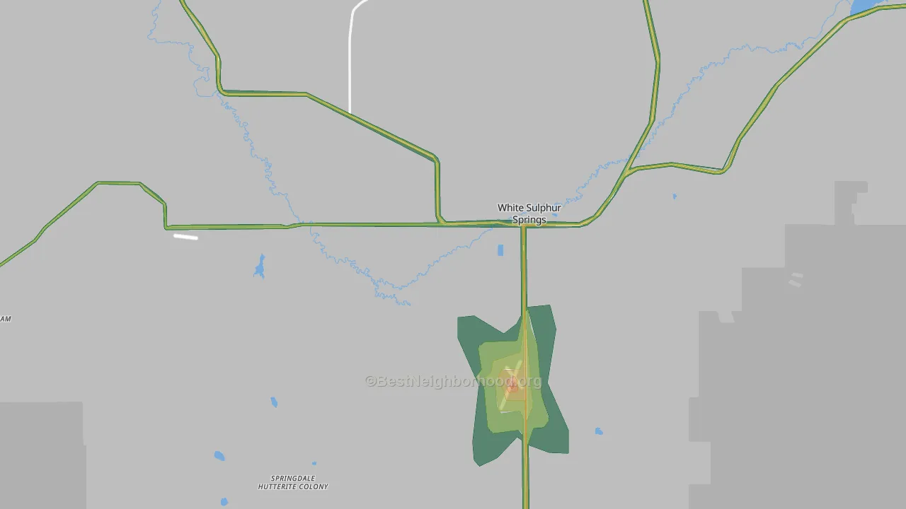 White Sulphur Springs, MT Map of Noise Levels in White Sulphur Springs
