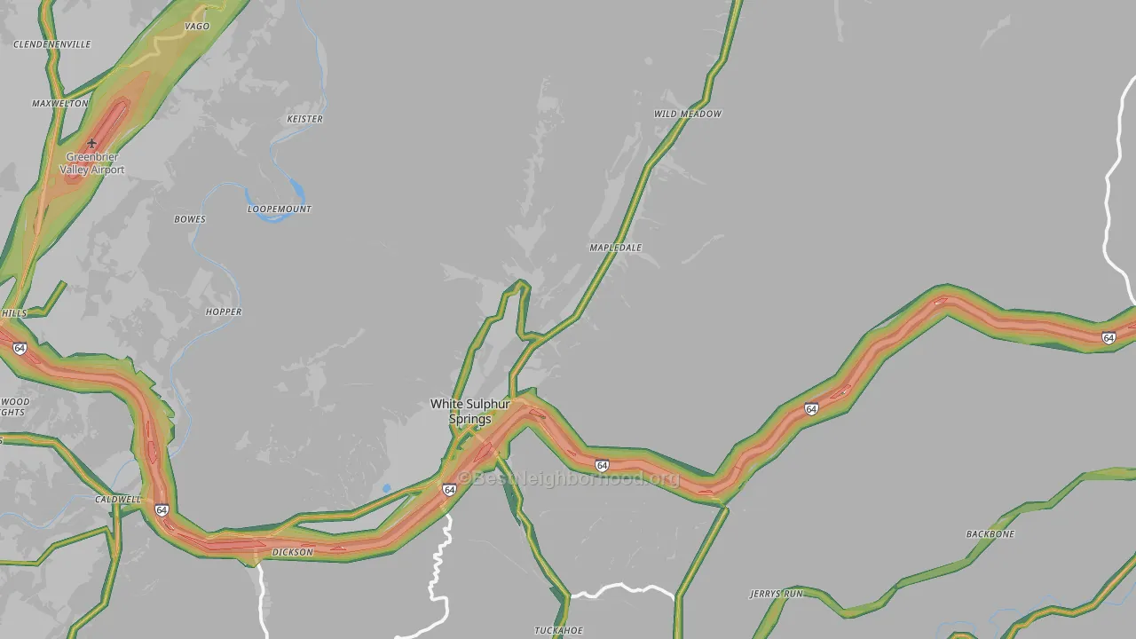 White Sulphur Springs, WV Map of Noise Levels in White Sulphur Springs