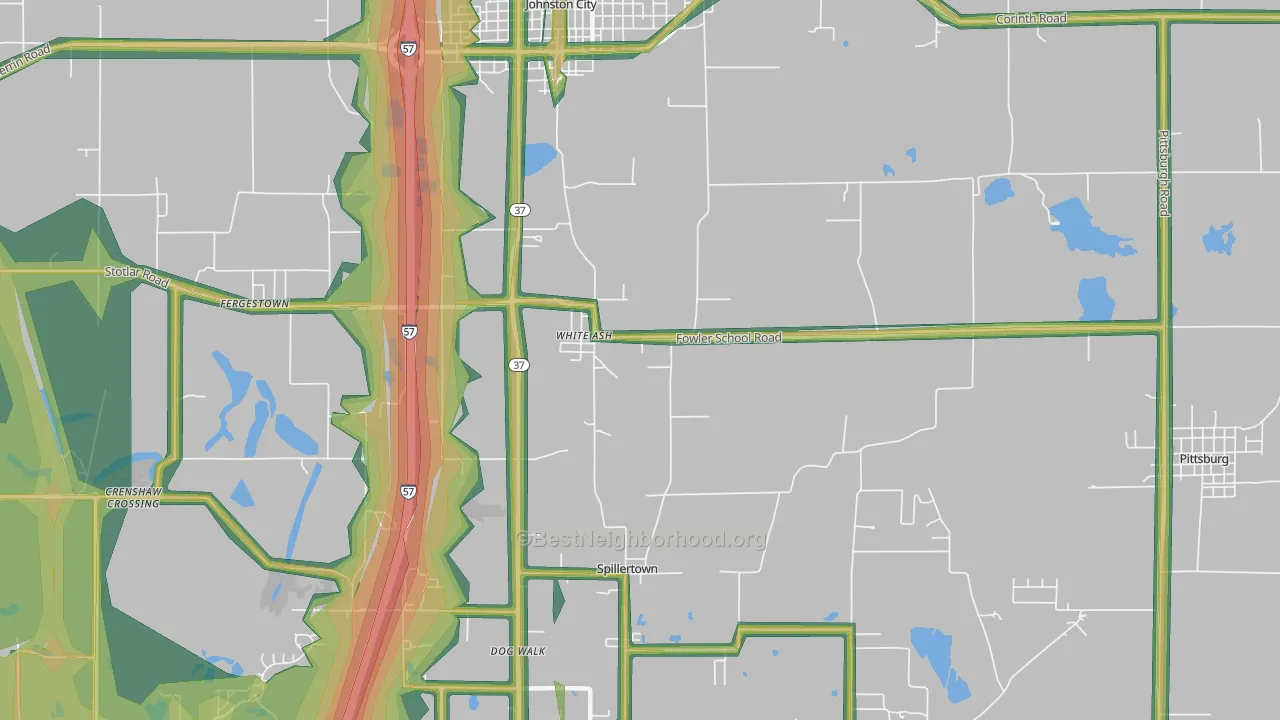 Whiteash, IL Map of Noise Levels in Whiteash