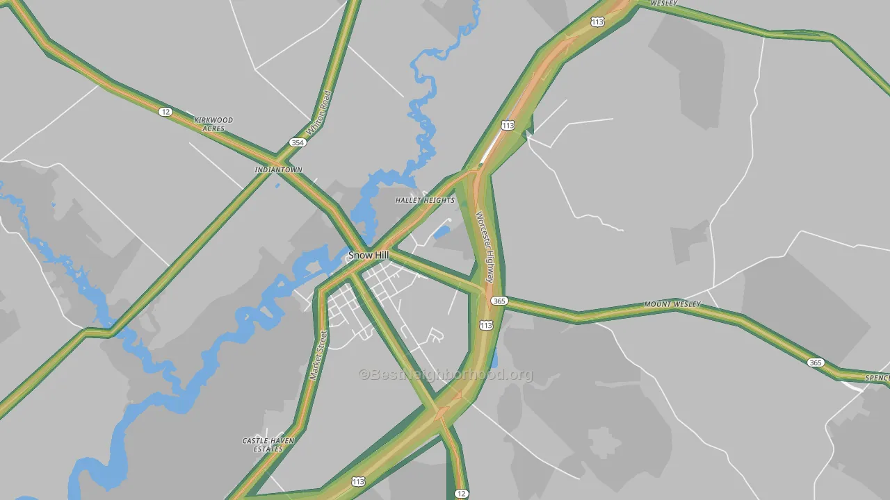 Whiteburg, MD Map of Noise Levels in Whiteburg