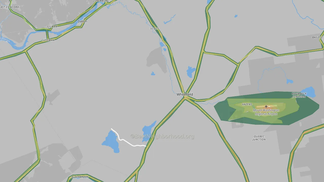 Whitefield, NH Map of Noise Levels in Whitefield