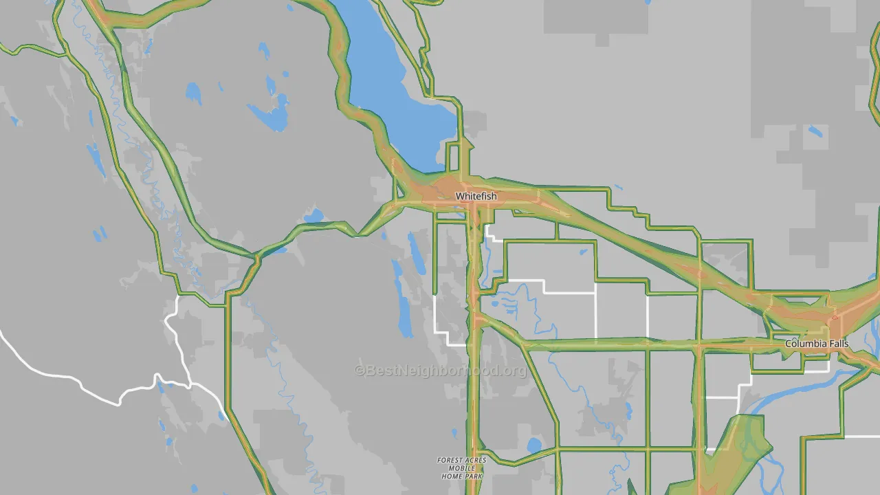 Whitefish, MT Map of Noise Levels in Whitefish