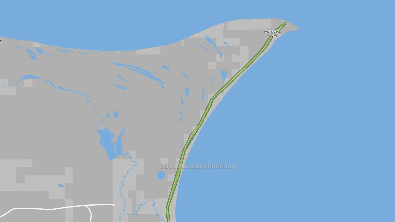 Whitefish Point, MI Map of Noise Levels in Whitefish Point