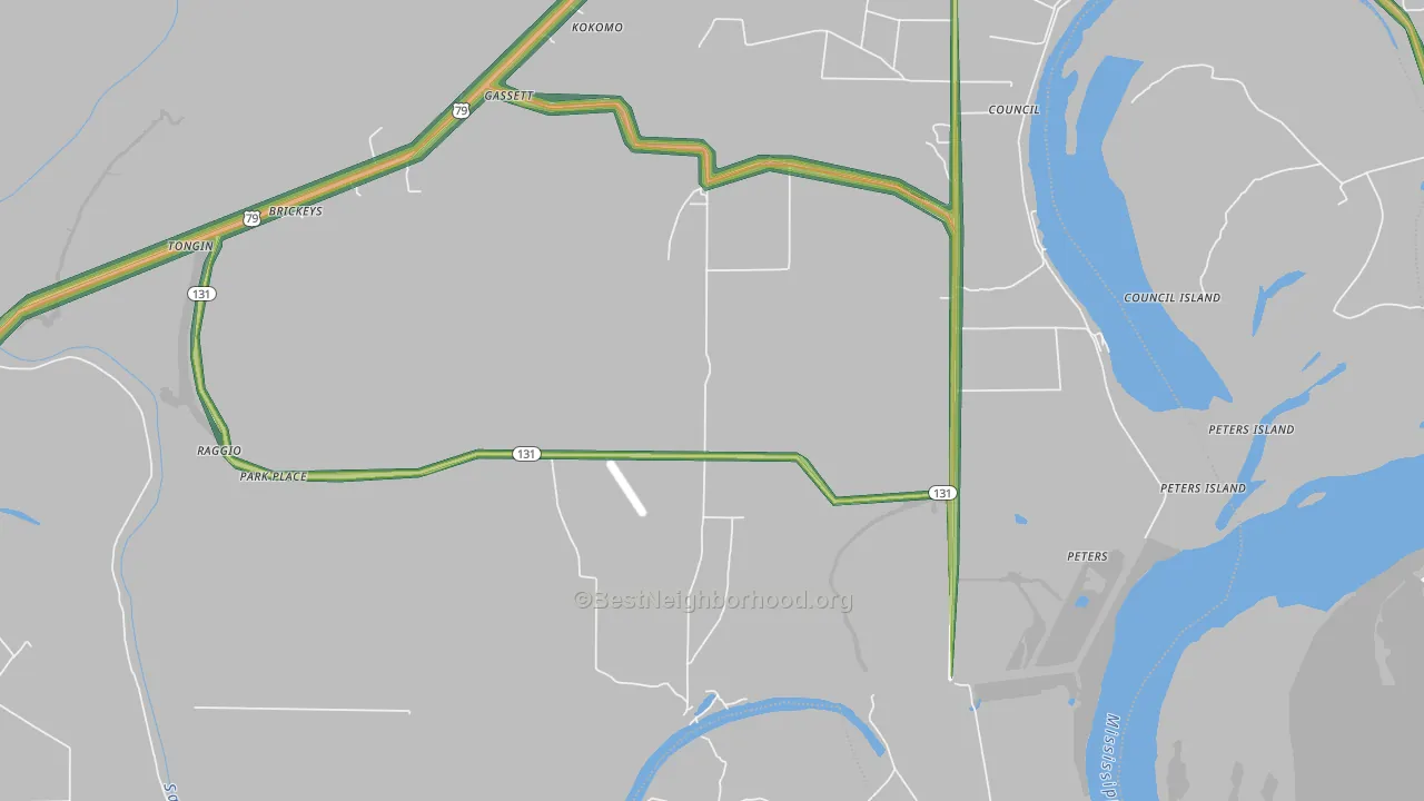 Whitehall, AR Map of Noise Levels in Whitehall