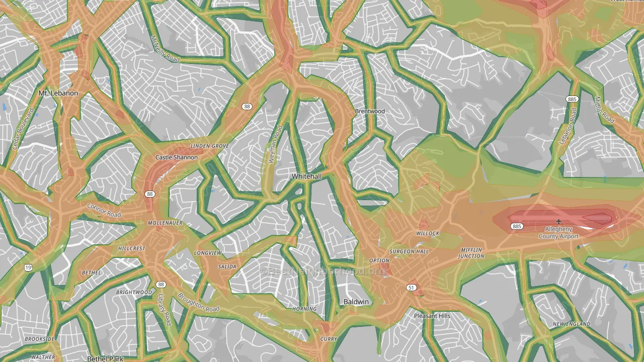 whitehall, Pittsburgh, PA Map of Noise Levels in whitehall