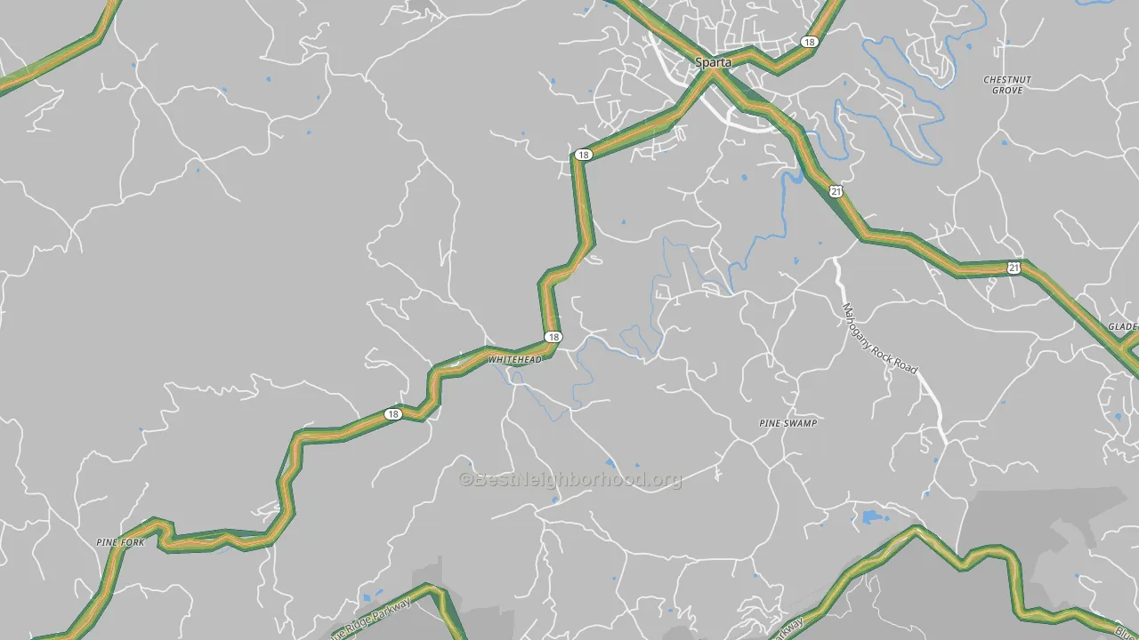 Whitehead, NC Map of Noise Levels in Whitehead