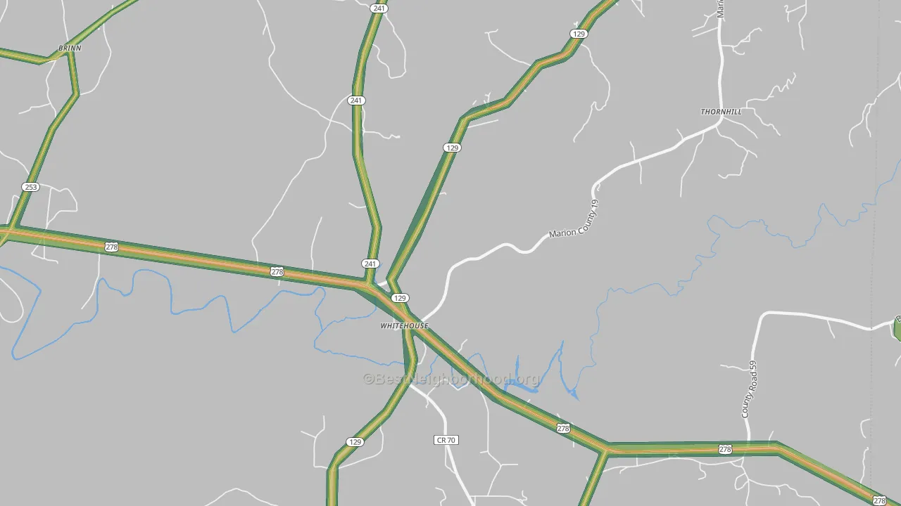 Whitehouse, AL Map of Noise Levels in Whitehouse