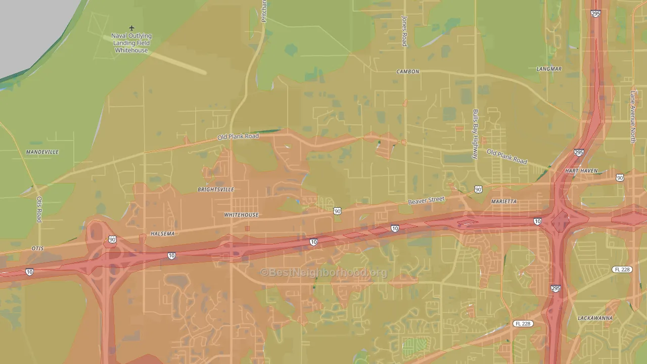 Whitehouse, Jacksonville, FL Map of Noise Levels in Whitehouse
