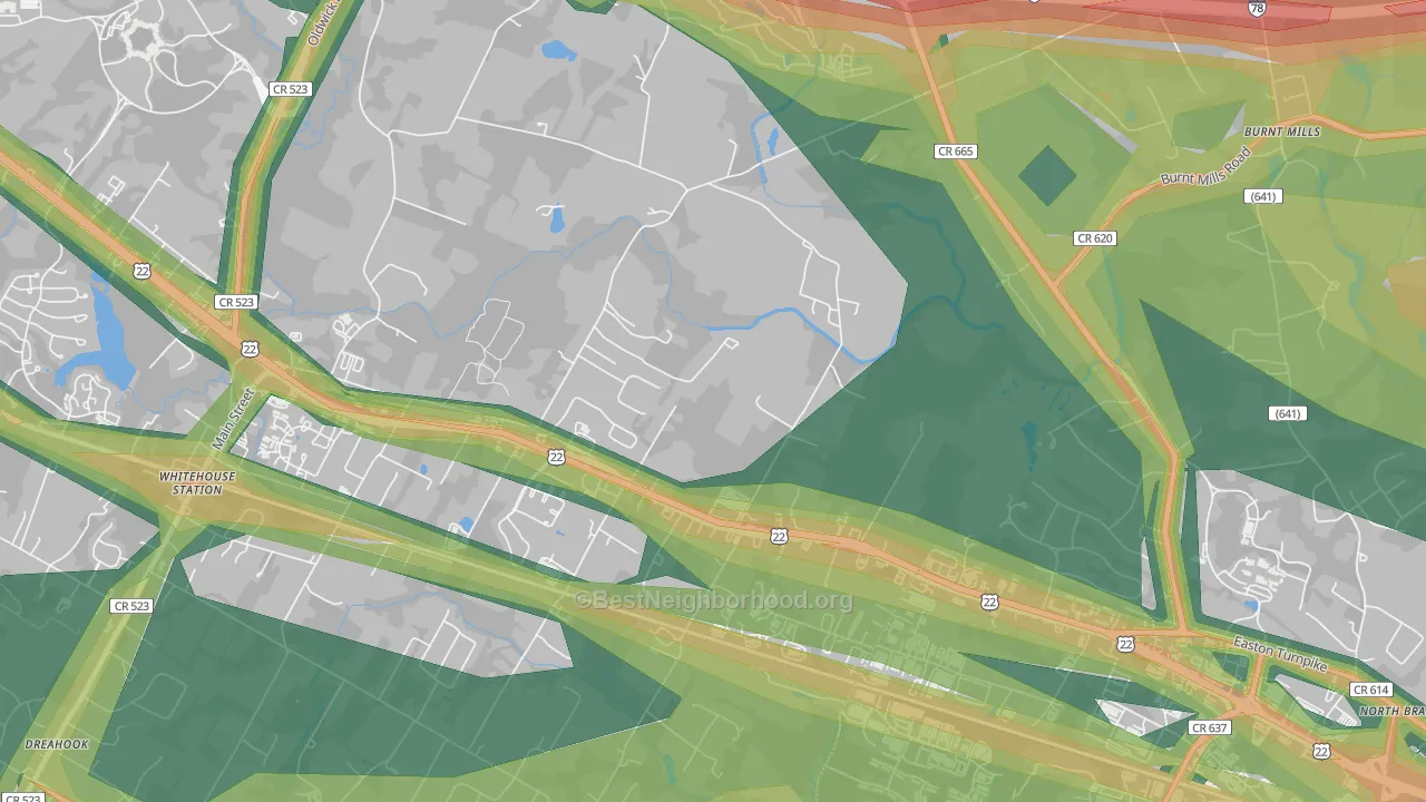 Whitehouse, NJ Map of Noise Levels in Whitehouse
