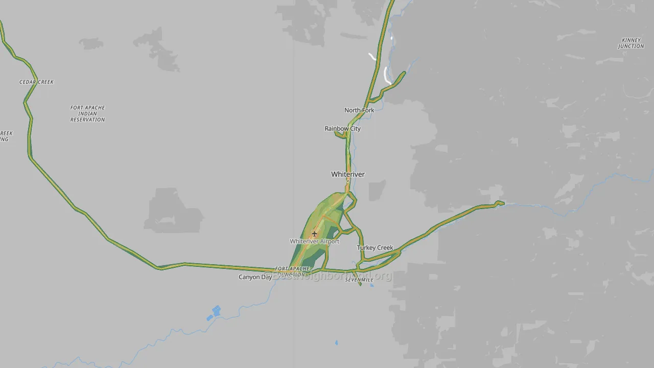 Whiteriver, AZ Map of Noise Levels in Whiteriver