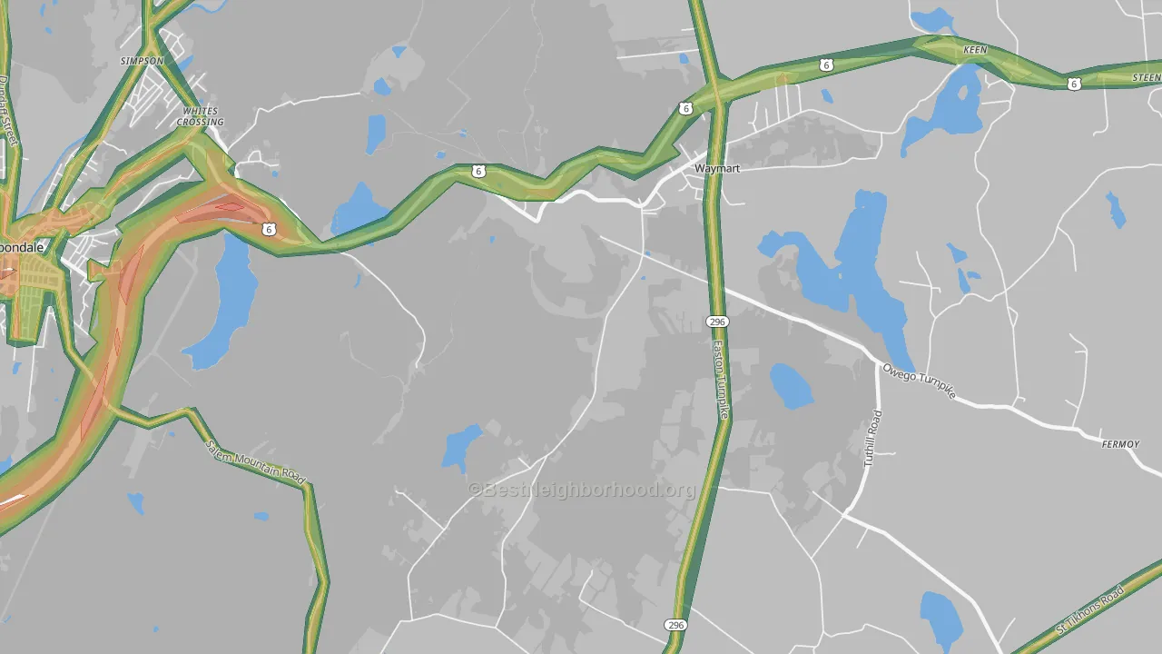 Whites Crossing, PA Map of Noise Levels in Whites Crossing