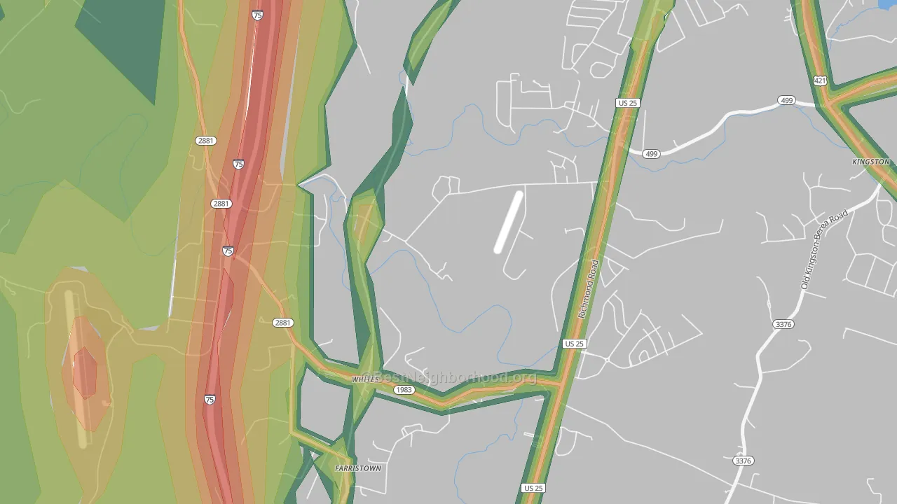 Whites, KY Map of Noise Levels in Whites