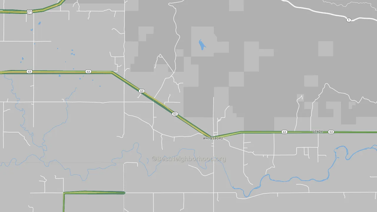 Whitesboro, OK Map of Noise Levels in Whitesboro