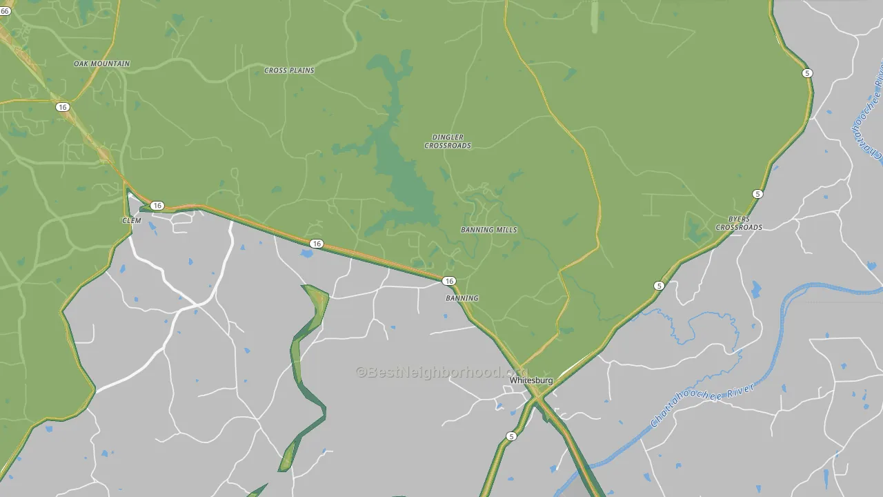 Whitesburg, GA Map of Noise Levels in Whitesburg