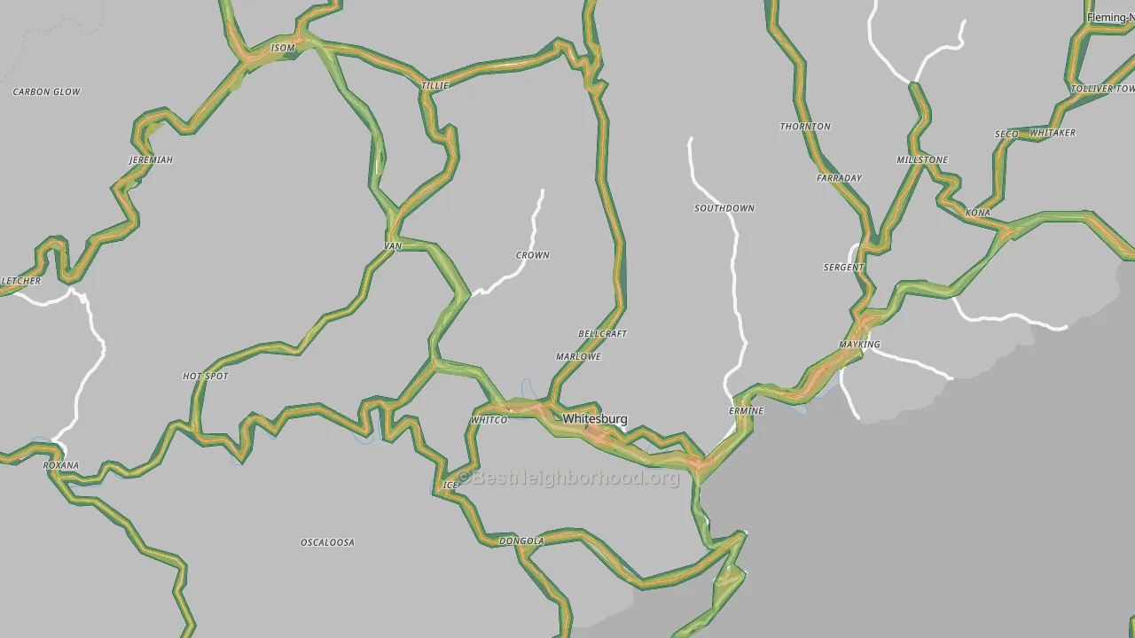Whitesburg, KY Map of Noise Levels in Whitesburg