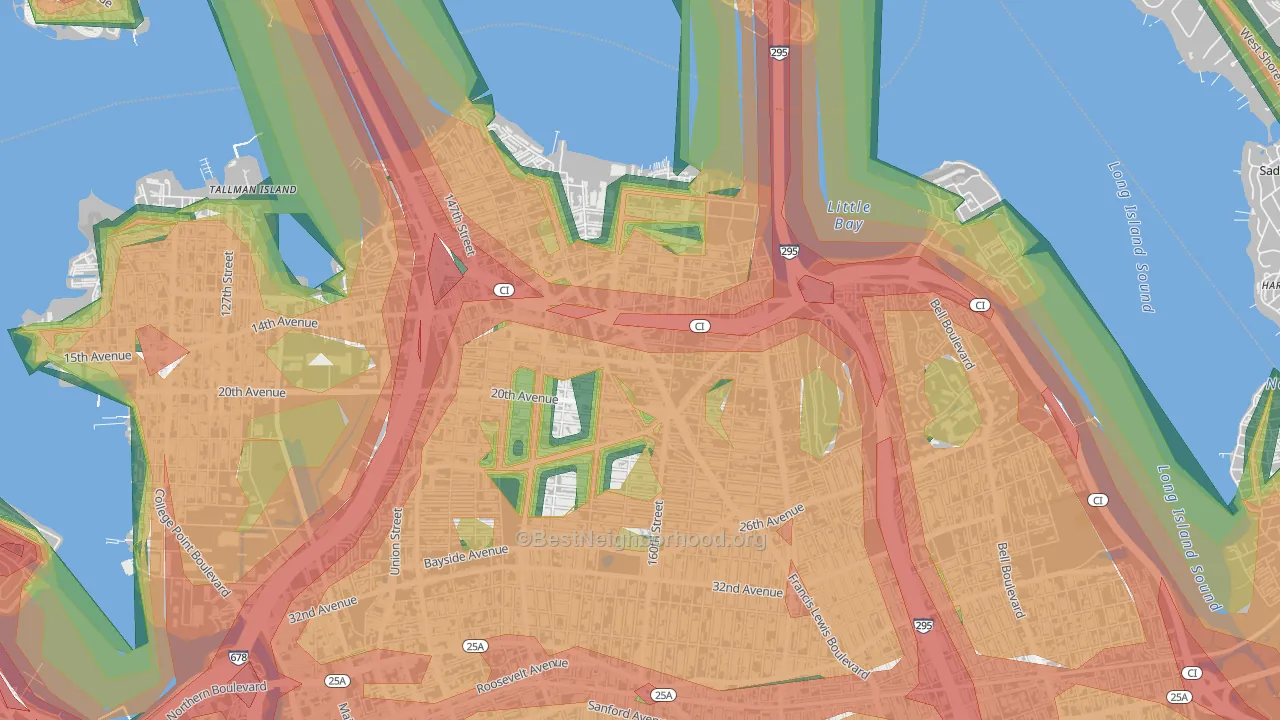 Whitestone, Queens, NY Map of Noise Levels in Whitestone