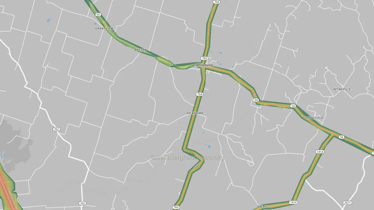 Whitesville, KY Map of Noise Levels in Whitesville