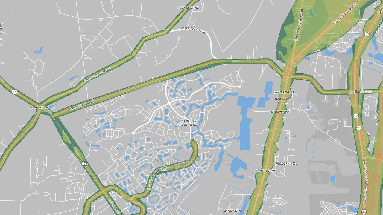 Whitesville, SC Map of Noise Levels in Whitesville