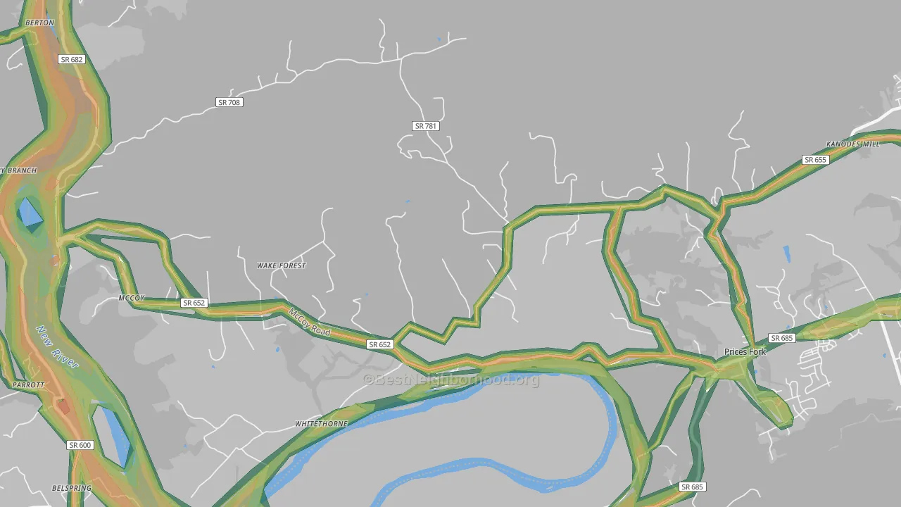 Whitethorne, VA Map of Noise Levels in Whitethorne