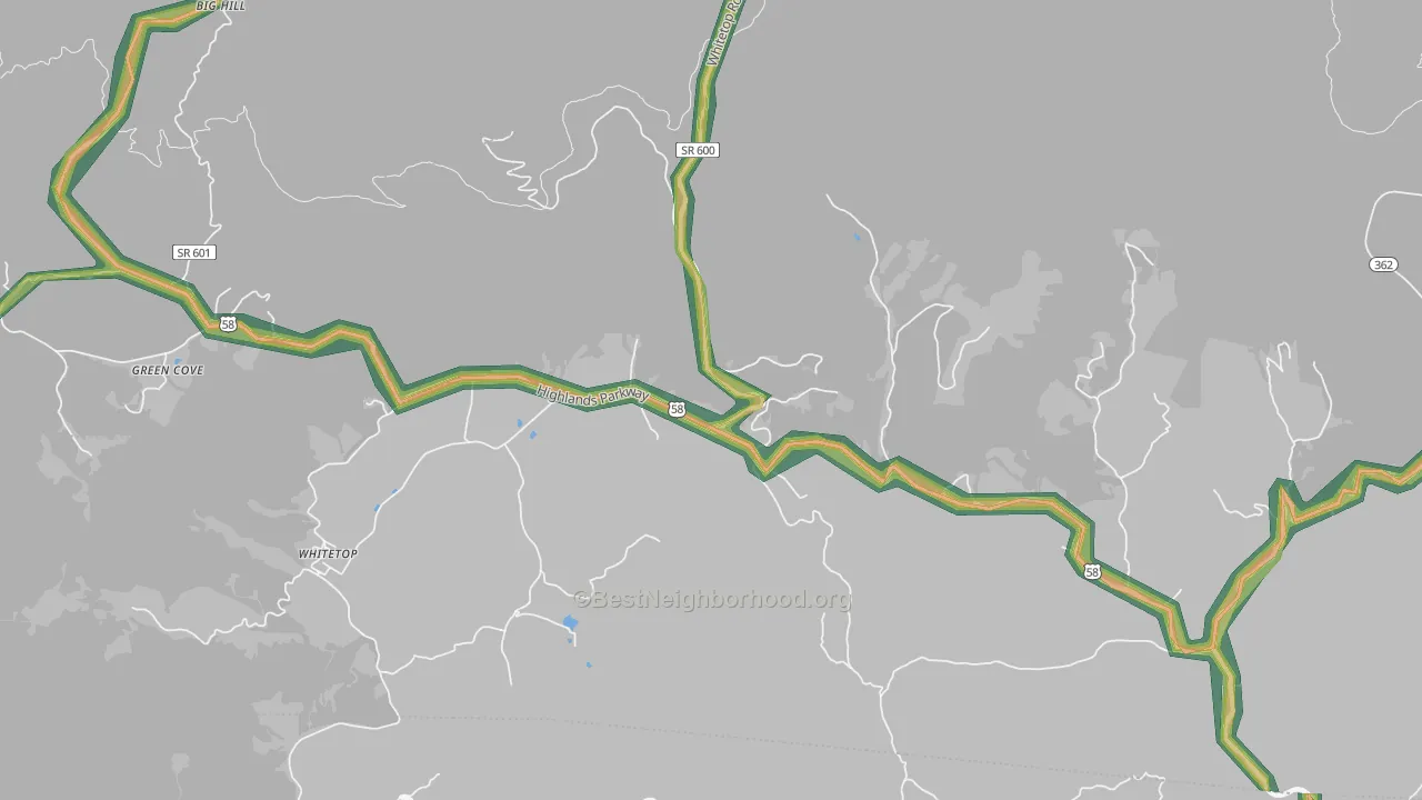Whitetop, VA Map of Noise Levels in Whitetop