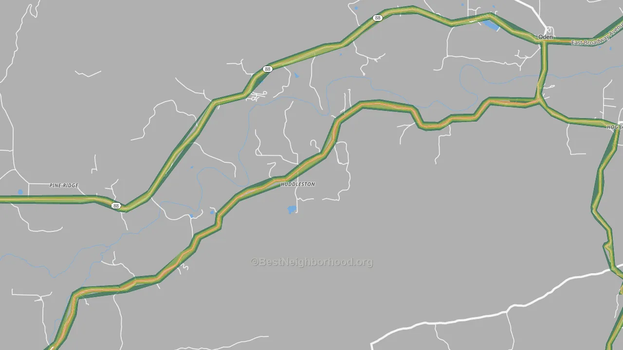 Whitetown, AR Map of Noise Levels in Whitetown