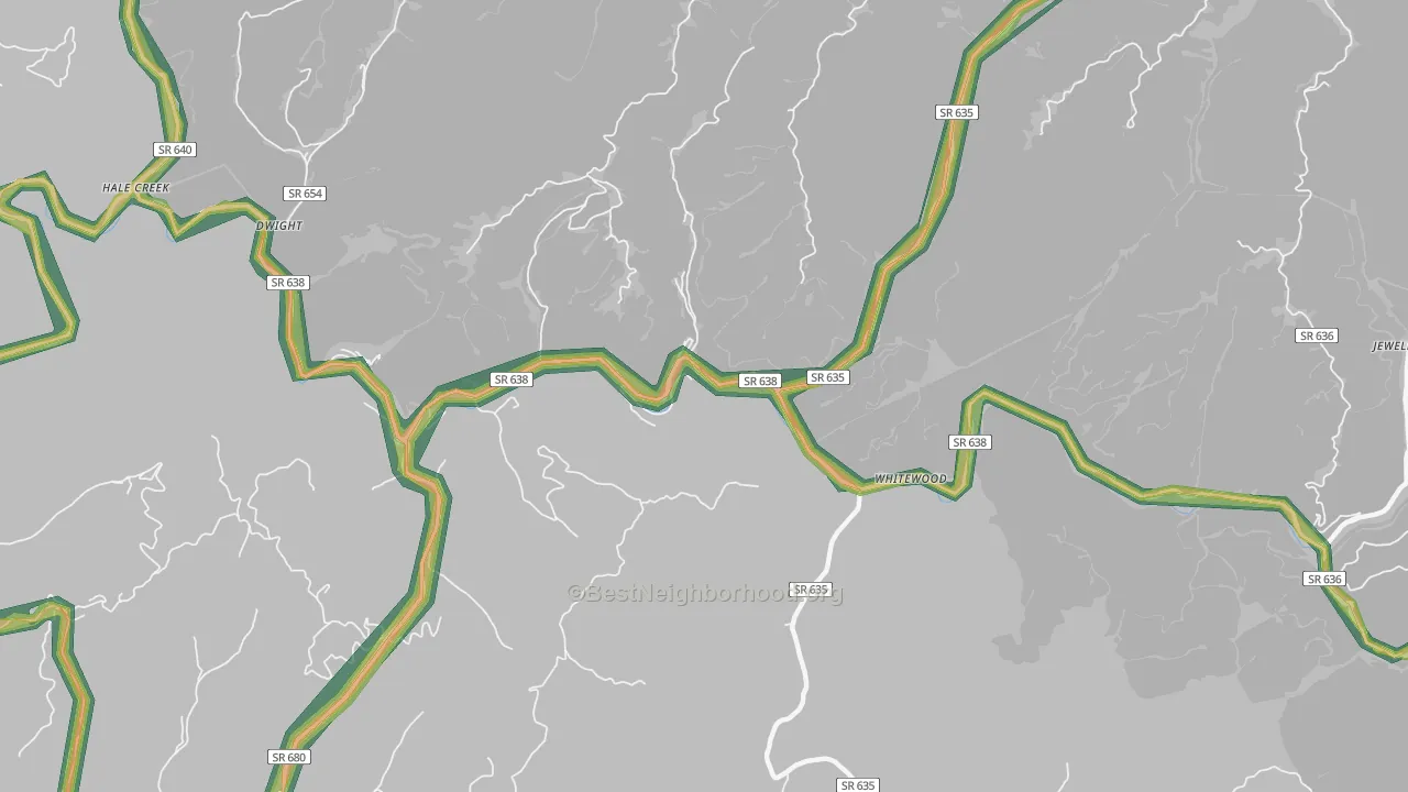 Whitewood, VA Map of Noise Levels in Whitewood
