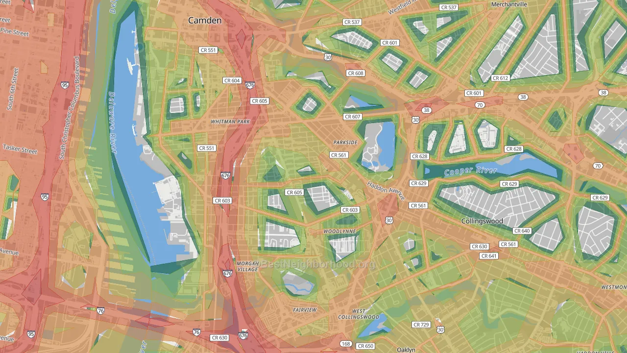 Whitman Park, Camden, NJ Map of Noise Levels in Whitman Park