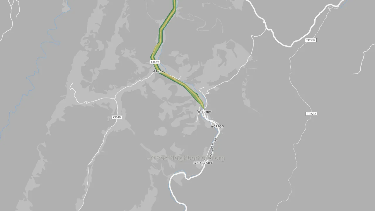 Whitmer, WV Map of Noise Levels in Whitmer