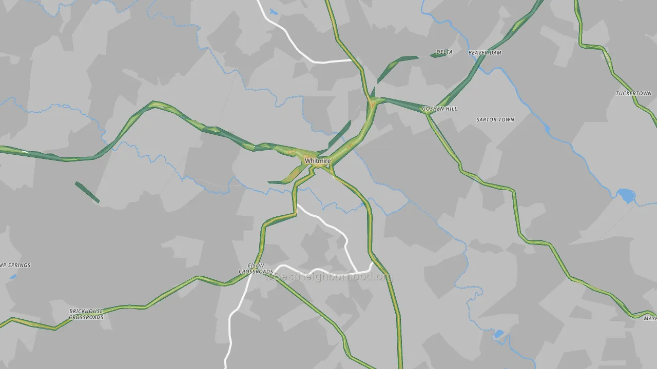 Whitmire, SC Map of Noise Levels in Whitmire