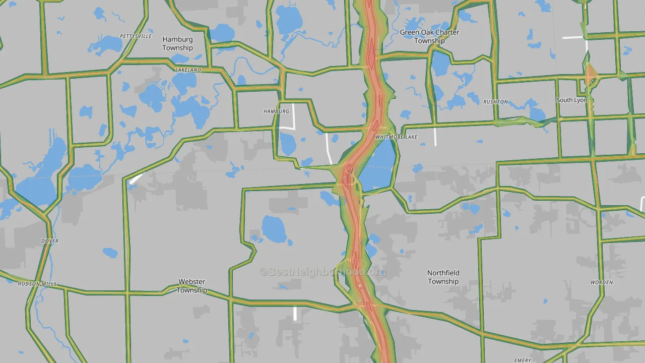 Whitmore Lake, MI Map of Noise Levels in Whitmore Lake