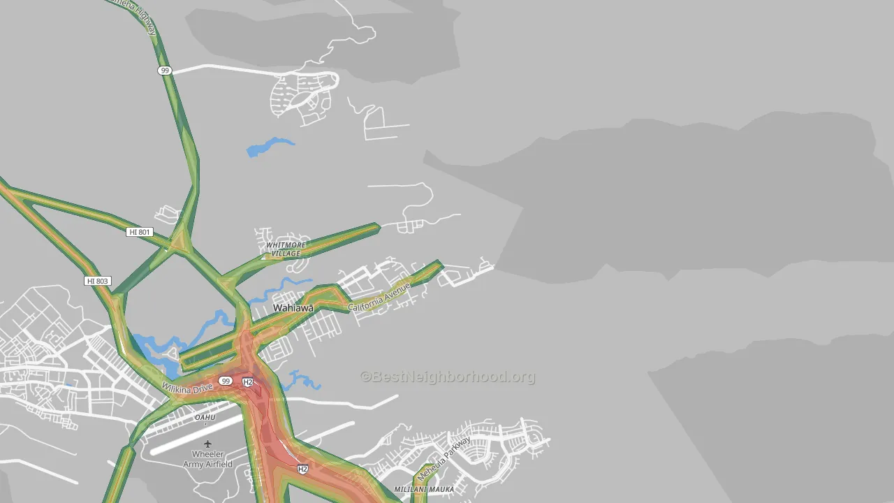 Whitmore Village, HI Map of Noise Levels in Whitmore Village