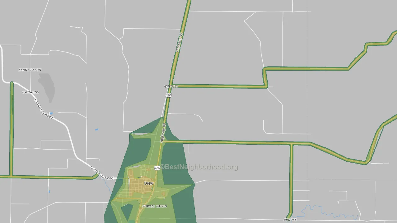 Whitney, MS Map of Noise Levels in Whitney