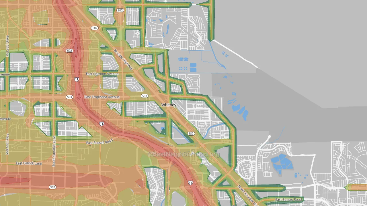 Whitney, NV Map of Noise Levels in Whitney