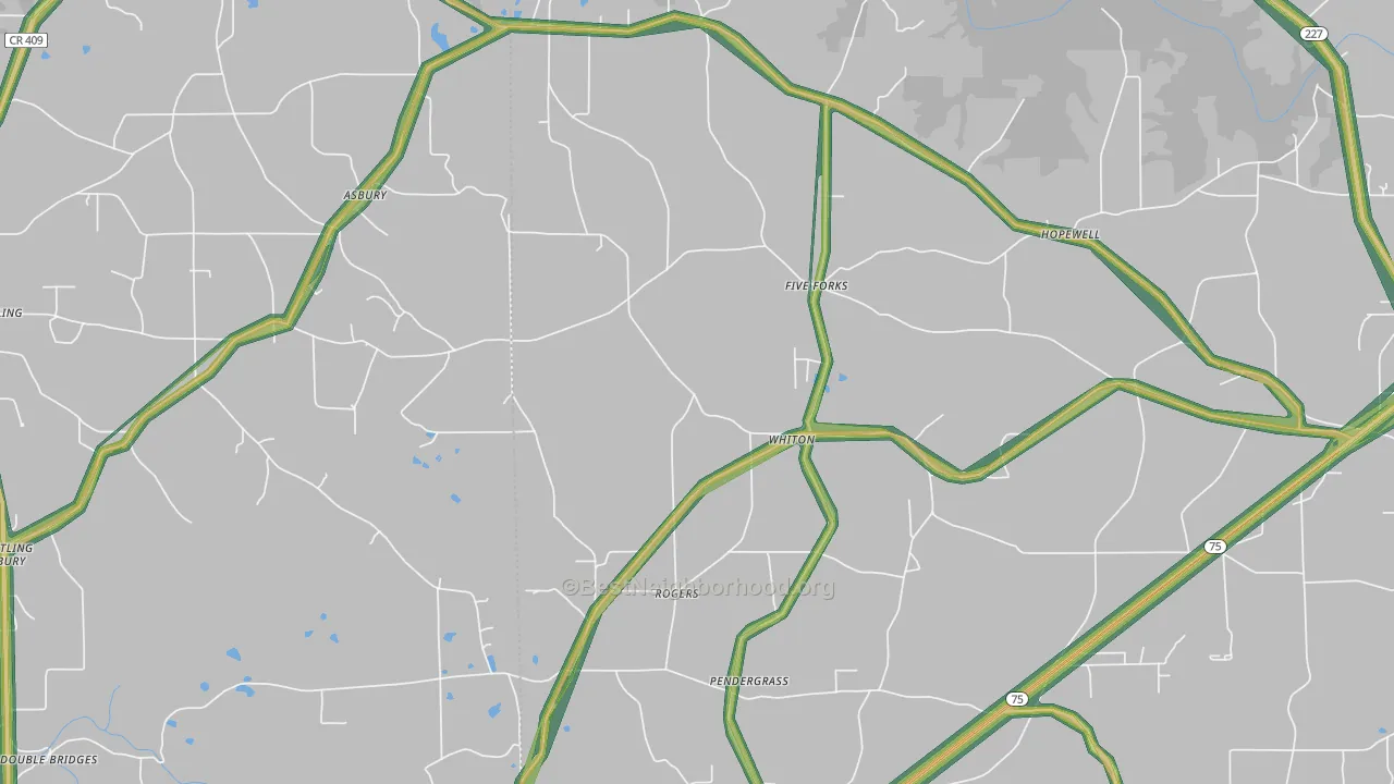 Whiton, AL Map of Noise Levels in Whiton