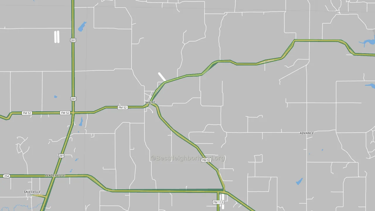 Whitt, TX Map of Noise Levels in Whitt