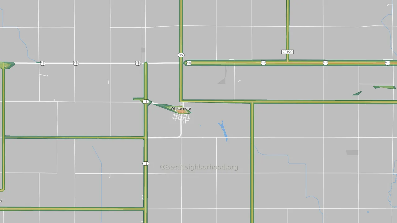 Whittemore, IA Map of Noise Levels in Whittemore
